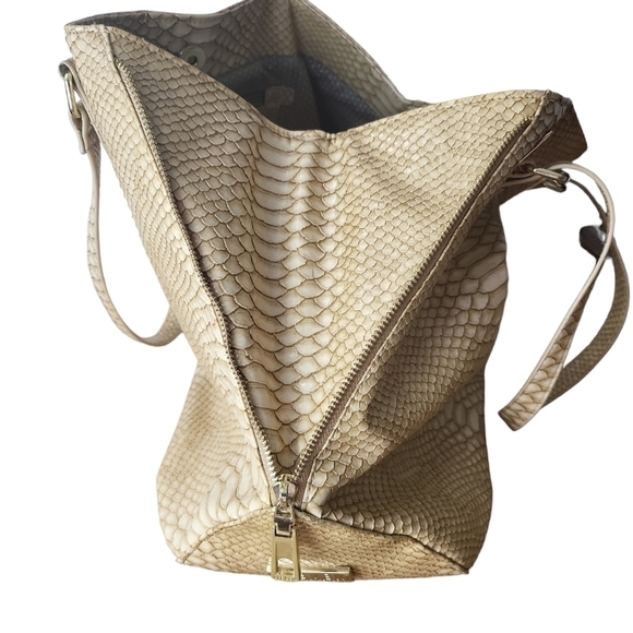 Steven by Steve Madden Snakeskin Zip Front Buckle Large Tote - Picture 12 of 12